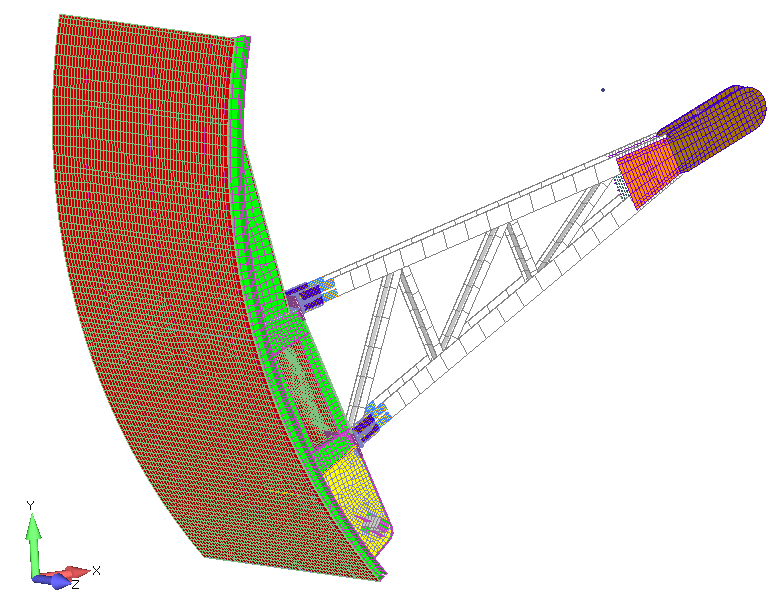 Calculs par éléments finis structure résistance des matériaux Simcenter Femap Nastran flèche déformation hydraulique portuaire industriel Simulation numérique modéliser chiffrer optimiser note de calcul respect des normes mode propre de vibration résonnance risque de flambement contraintes sollicitation rupture déformation poids robustesse conditions aux limites forces pression géométrie de construction 